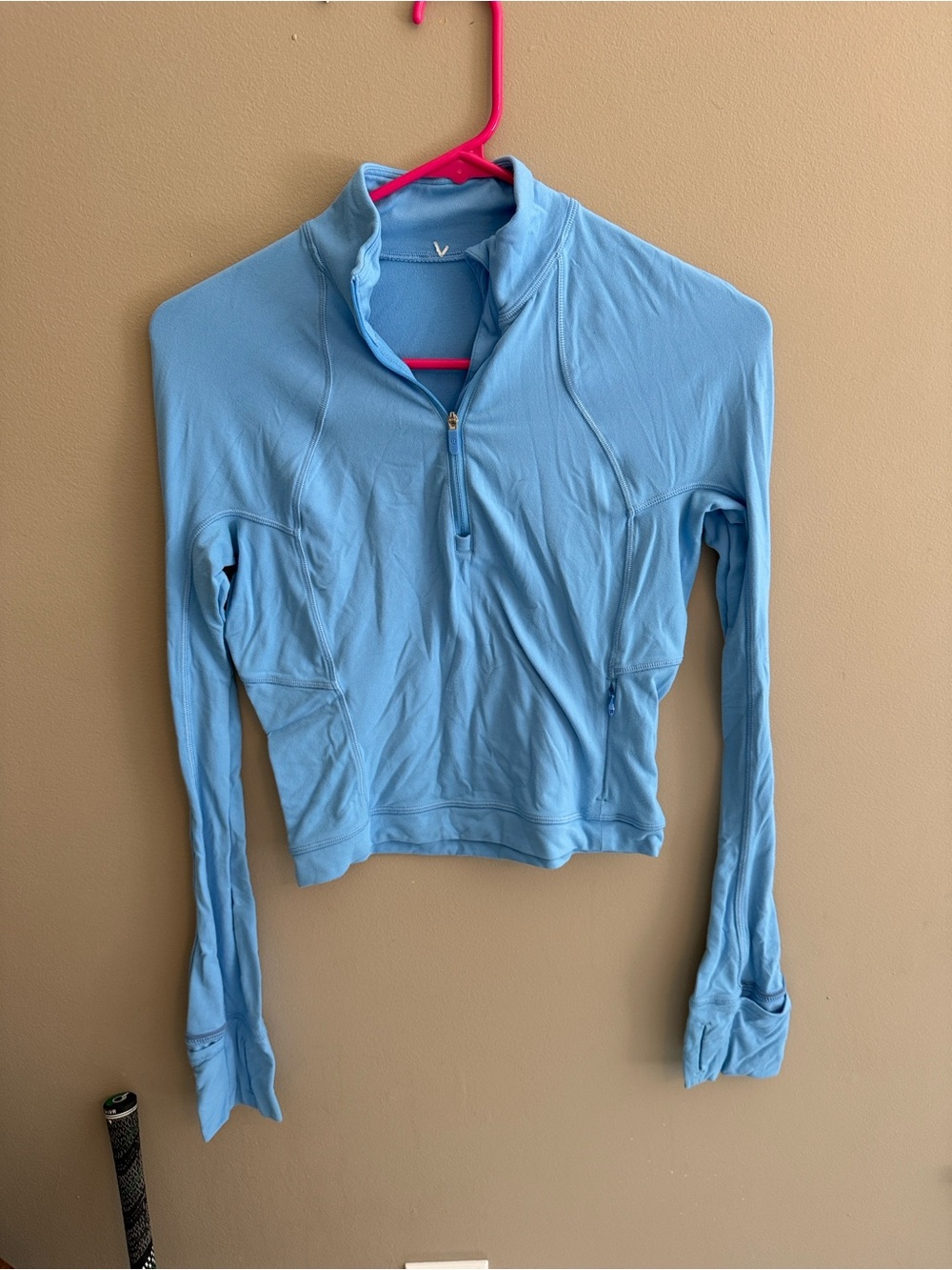 lululemon athletica square dot Light Blue Quarter-Zip Long Sleeve Top cropped